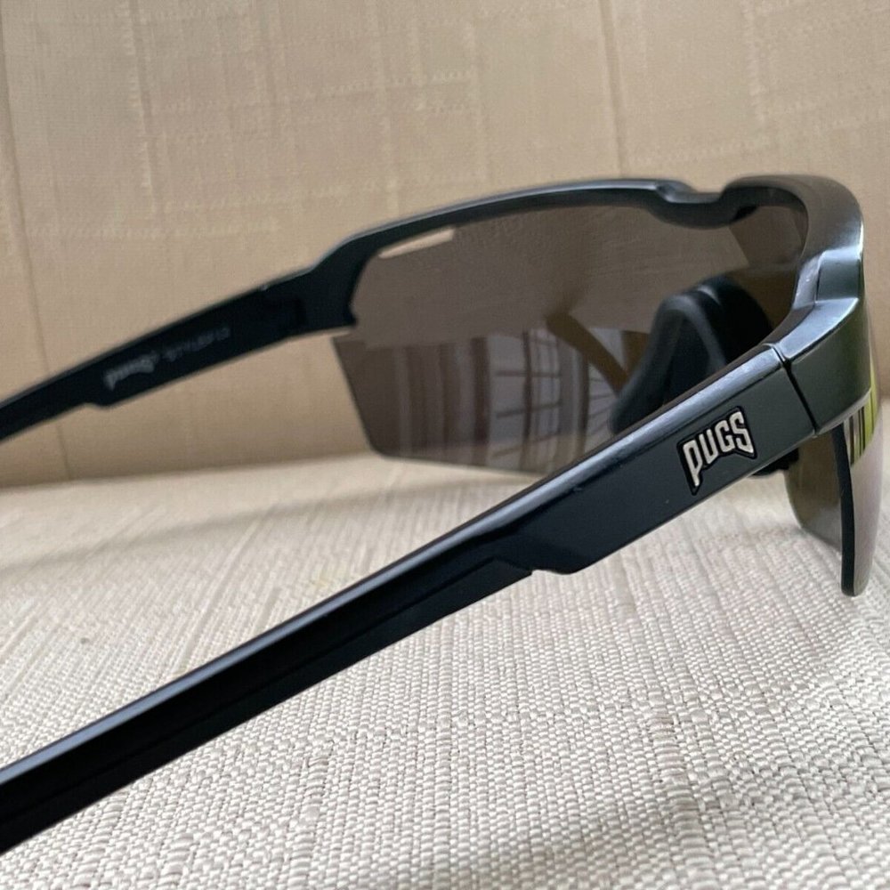 PUGS Men Sunglasses Sport Wrap Blue Mirror Lenses Shades Eye Wear - Picture 6 of 11